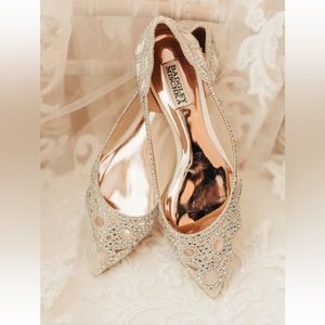 Badgley Mischka Gold Embellished Flats